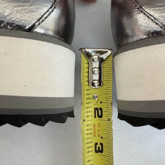 Johnston & Murphy Metallic Silver Platform Wedge Slip On Loafer Women 8 M Chain - Picture 10 of 15